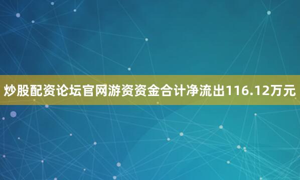炒股配资论坛官网游资资金合计净流出116.12万元