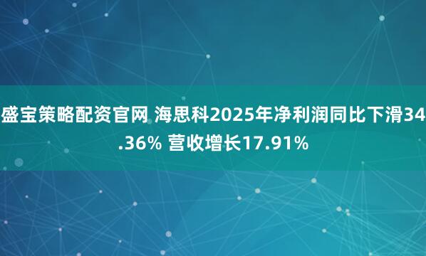 盛宝策略配资官网 海思科2025年净利润同比下滑34.36% 营收增长17.91%